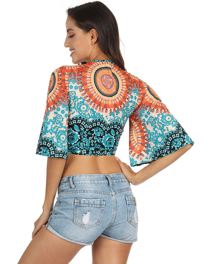 Cali Chic Women's Cover ups Celebrity Knotted Bohemian Print Fashion