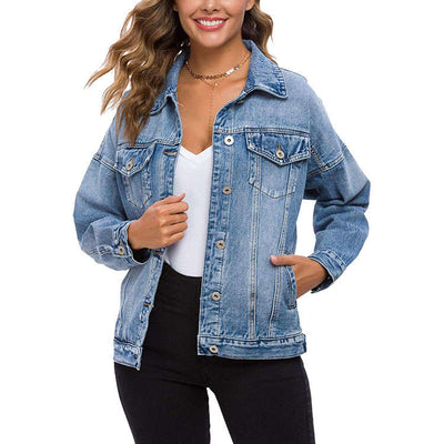 Cali Chic Women's Denim Jacket Celebrity Lt Blue Classic Side Pockets Authentic Denim Jacket