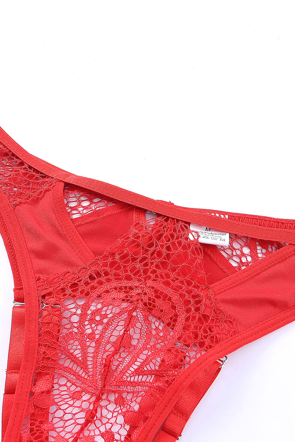 Cali Chic Women's Lingerie Celebrity Red Adjustable Straps Hollow-out Lace Panty