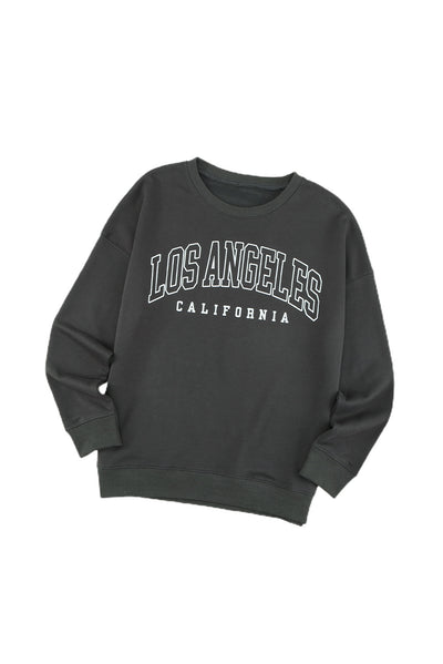 Cali Chic Women Sweatshirt Celebrity Los Angeles Graphic Design Gray Letter Print
